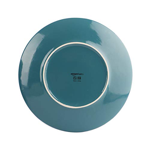 Amazon Basics 18-Piece Stoneware Dinnerware Set, Service for 6, Microwave and Dishwasher Safe, Plates and Bowls, Deep Teal view 3