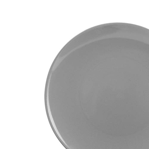Amazon Basics 18-Piece Stoneware Dinnerware Set, Service for 6, Microwave and Dishwasher Safe, Plates and Bowls for Everyday Use, Smokey Grey view 2