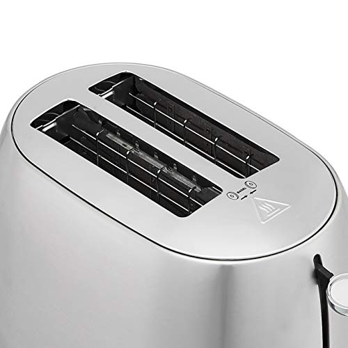Amazon Basics 2 Slice Cool Touch Stainless Steel Toaster with 7 Browning Settings, Extra Wide Slots (for Bagels, Waffles, Specialty Breads), Removable Crumb Tray, Cancel Button, 800W, Brushed Silver view 2