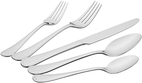 Amazon Basics 20-Piece Flatware Set with Knife Set and Wood Block