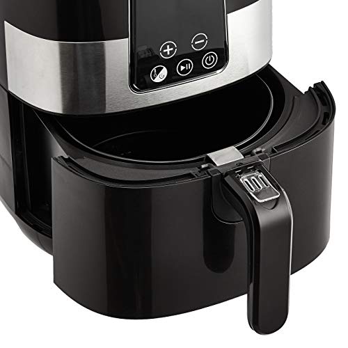 Amazon Basics 3.2 Quart 6-In-1 Air Fryer (Fry, Crisp, Roast, Bake, Reheat, Dehydrate), Non-Stick, with Timer, Auto Shut-Off, Digital Touch Screen, 180-400°F, 1400W, Black/Silver