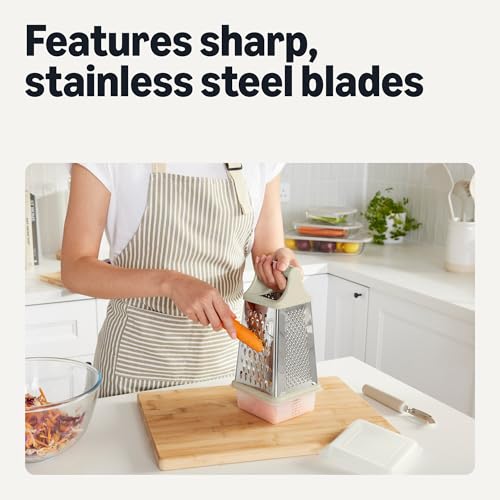 Amazon Basics 4-Sided Cheese Grater with Measurement Container, Stainless Steel, Dishwasher-Safe view 3