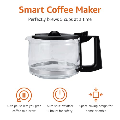 Amazon Basics 5 Cup Drip Coffee Maker with Glass Coffee Pot (0.8 Qt), Auto Shut-off, Auto Pause, Removable Filter Basket, Matte Black view 3