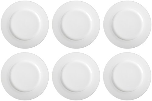 Amazon Basics 6-Piece White Dinner Plate Set, 10.5 inches