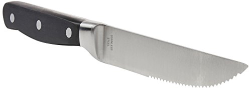 Amazon Basics 8-Piece Full Tang Stainless Steel Serrated Steak Knife Set, 4.5", Black view 3