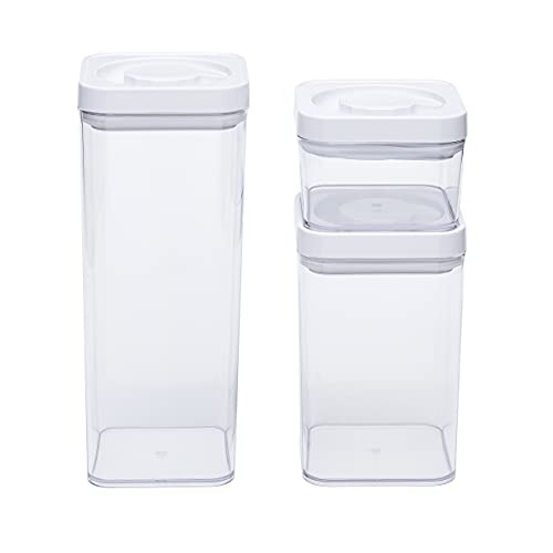 Amazon Basics Airtight Food Storage Containers, BPA Free, with Twist/Turn Lids, for Kitchen Pantry Organization, 10-Piece Square Set, Clear Plastic