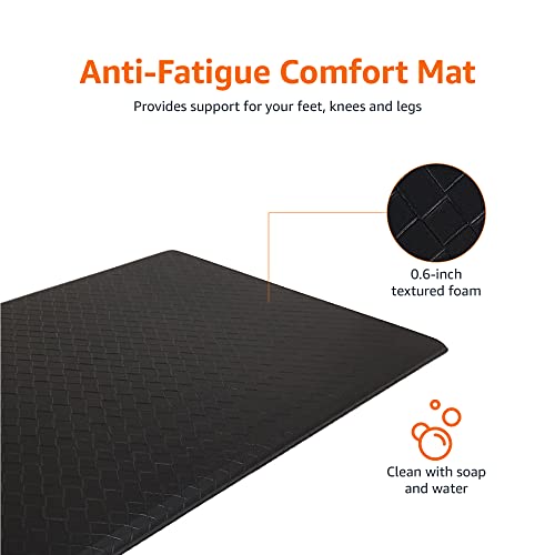 Amazon Basics Anti-Fatigue Standing Mat, Non-Slip, Comfort Mat for Home and Office, 20W x 36L x 0.6Th in, Black, 1-Pack