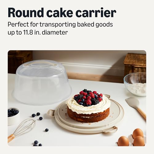 Amazon Basics Cake Carrier with Handle and Locking Lid, Round, Fits 11.8 in. Cake, BPA-Free, Refrigerator and Dishwasher-Safe Cake Box, 13.8 x 13.8 x 8.0 in. view 2