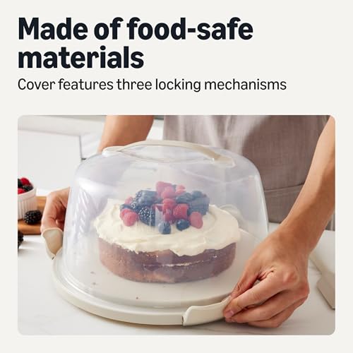 Amazon Basics Cake Carrier with Handle and Locking Lid, Round, Fits 11.8 in. Cake, BPA-Free, Refrigerator and Dishwasher-Safe Cake Box, 13.8 x 13.8 x 8.0 in. view 3