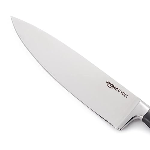 Amazon Basics Classic 8-inch Full Tang High Carbon Stainless Steel Chef's Knife, Multipurpose Kitchen Knife with Three Rivets, Silver view 3