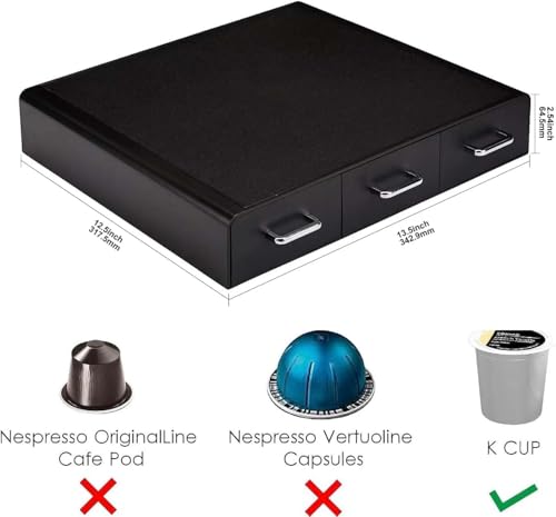 Amazon Basics Coffee Pod Storage Organizer Drawer for K-Cup Pods, 36 Pod Capacity, Black