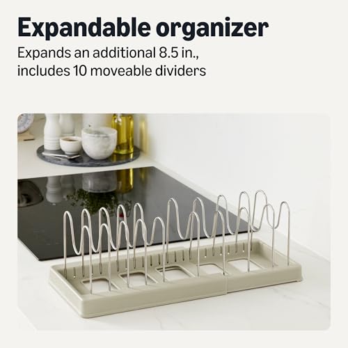 Amazon Basics Cookware and Bakeware Organizer, Stainless Steel, Expandable from 12.2 in. - 20.7 in., Includes 10 Dividers view 2