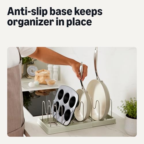 Amazon Basics Cookware and Bakeware Organizer, Stainless Steel, Expandable from 12.2 in. - 20.7 in., Includes 10 Dividers view 3