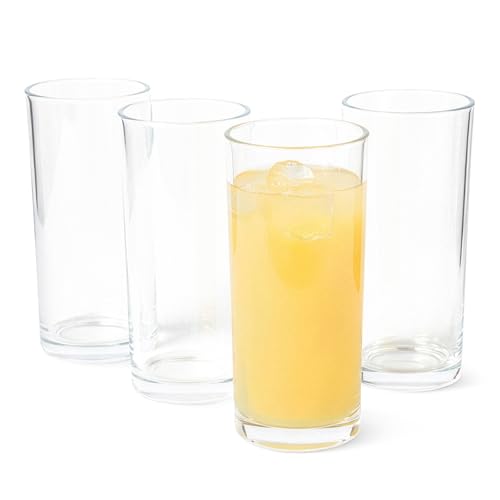 Amazon Basics Drinking Glasses, Dishwasher-Safe, 15 oz., 4-Piece Set