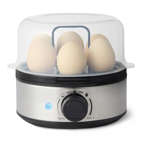 Amazon Basics Electric Egg Cooker for Hard-Boiled Eggs with Auto Shutoff, Dishwasher-Safe Parts, 7-Egg Capacity, BPA Free, Black