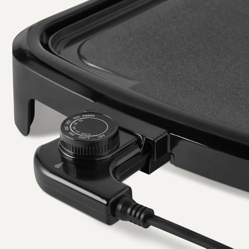 Amazon Basics Electric Griddle with Nonstick Ceramic Coating, Flat Grill for Pancake, 10 x 20 inches, Black view 3