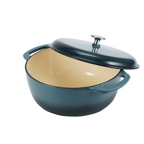 Amazon Basics Enameled Cast Iron Dutch Oven Pot with Lid, Oven Safe, Heavy-Duty, Dual Handles for Braising, Stews, Roasting, Round, 6-Quart, Gray view 3