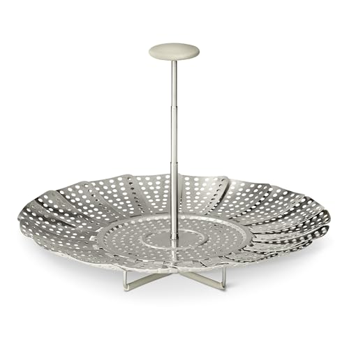 Amazon Basics Extendable Steamer Basket for Vegetables, Dumplings and Seafood, Expands from 5.6 to 9.25 in., Stainless Steel, Dishwasher-Safe