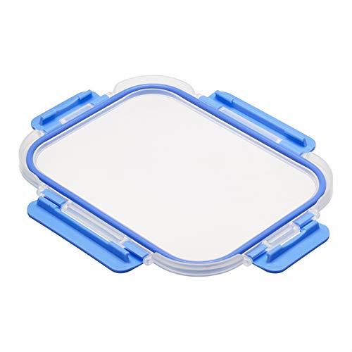 Amazon Basics Glass Food Storage Containers, Leak Proof, Oven Safe, Easy to Clean, Stain Resistant, Set of 7, 14 Pieces Including Lids, BPA-Free, Clear with Blue Silicone Ring view 3