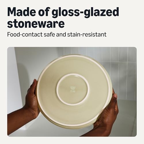Amazon Basics Glazed Stoneware Dinner Plates, Ceramic 4-Piece Set, Microwave and Dishwasher-Safe, 10.5 in., Ivory view 3