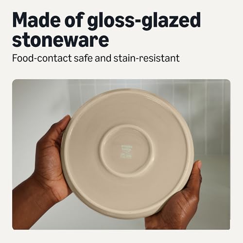 Amazon Basics Glazed Stoneware Salad Plates, Ceramic 4-Piece Set, Microwave, Freezer and Dishwasher-Safe, Stain-Resistant, 8.3 in., Linen Gray view 3