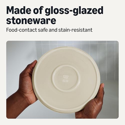 Amazon Basics Glazed Stoneware Salad Plates, Ceramic 4-Piece Set, Microwave, Dishwasher and Freezer-Safe, Stain-Resistant, 8.3 in., Ivory view 3