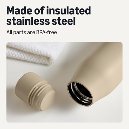 Amazon Basics Insulated Stainless Steel Water Bottle, Leak-Proof, Double-Wall, 20 oz., BPA-Free, Linen Gray view 3