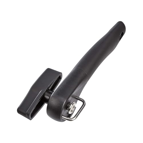 Amazon Basics Manual Can Opener, Hand Held, Black Soft Grip Single Handle, Large