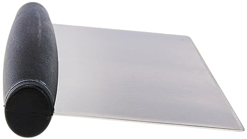 Amazon Basics Multi-Purpose Bench Scraper, Stainless Steel Dough Cutter with Measurement Marks, Dishwasher Safe, Non-slip Contoured Grip, 6", Black, Silver view 2