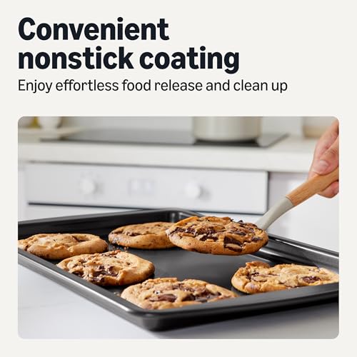 Amazon Basics Nonstick Baking Sheets 3-Piece Set, Stackable to Save Space, Dishwasher and Oven-Safe up to 428°F view 3