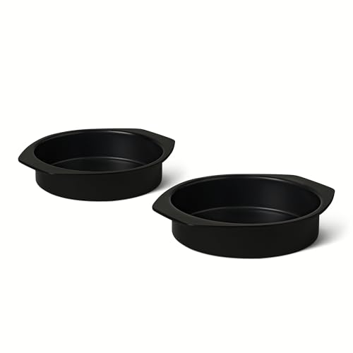 Amazon Basics Nonstick Carbon Steel Round Cake Pans, Dishwasher and Oven-Safe up to 428°F, 9 in., Set of 2