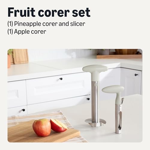 Amazon Basics Pineapple Corer and Slicer and Apple Corer with Sharp Blade, Detachable Handle, 2-Piece Set, Dishwasher-Safe, Linen Gray view 2