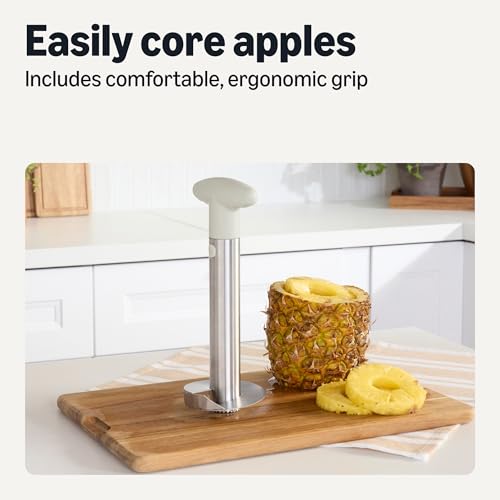 Amazon Basics Pineapple Corer and Slicer and Apple Corer with Sharp Blade, Detachable Handle, 2-Piece Set, Dishwasher-Safe, Linen Gray view 3