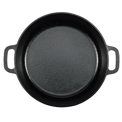 Amazon Basics Pre-Seasoned Cast Iron Dutch Oven Pot with Lid and Dual Handles, Oven Safe, Heavy-Duty, 7-Quart, Round, Black view 3