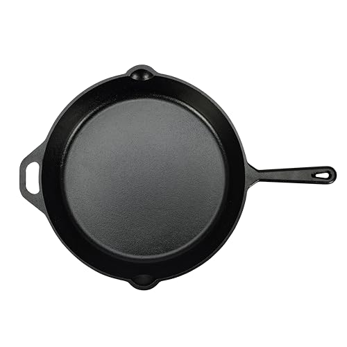 Amazon Basics Pre-Seasoned Cast Iron Skillet, Oven Safe, Even Heating, Heavy-Duty & Large, 15-Inch, Black