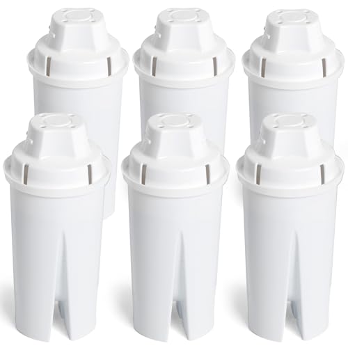 Amazon Basics Replacement Water Filters for Water Pitchers, BPA-Free, WQA & NSF Certified, Compatible with Brita Water Pitchers & Drinking Water Filter Systems, 1 Year Filter Supply, 6-Pack