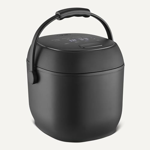 Amazon Basics Rice Cooker Small 3-cup Uncooked 6-cup Cooked, Micon with Fuzzy Logic,Keep Warm, Black view 3