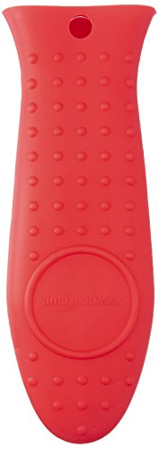Amazon Basics Silicone Pot Holder Hot Skillet Rectangular Handle Cover for kitchen, Red, 5.6"L x 1.9"W