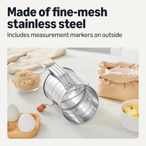 Amazon Basics Stainless Steel Flour Sifter, 3 Cup Capacity for Fine or Coarse Flour, Dishwasher-Safe view 3