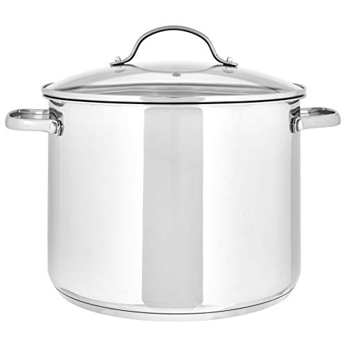 Amazon Basics Stainless Steel Stock Pot with Lid, 8 Quart, Even Heating, Easy to Clean, Silver