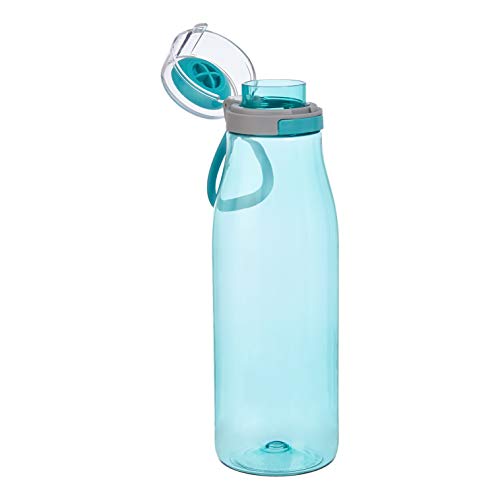 Amazon Basics Tritan BPA-Free Leak-Proof Water Bottles with Action Lid, 2-Pack, 24 oz Blue & Purple