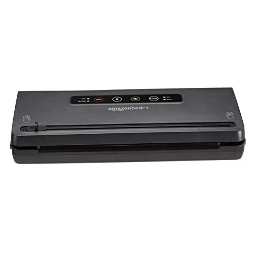 Amazon Basics Vacuum Sealer Machine for Food Preservation with Dry/Moist Mode, Built-in Cutter and Air Suction Hose, Black view 2