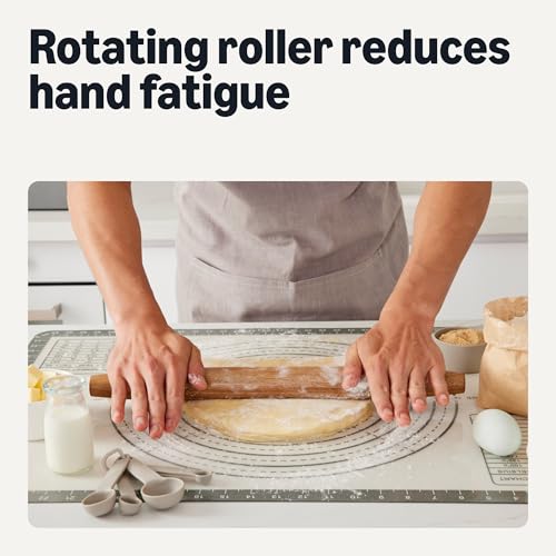 Amazon Basics Wooden French Rolling Pin, 17 in., Acacia Wood, Nonstick, Hand Wash Only view 3