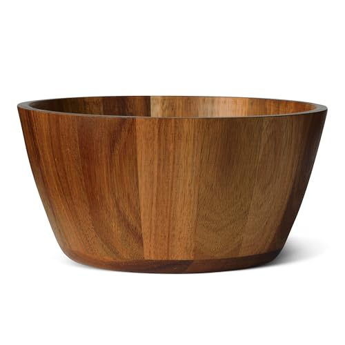Amazon Basics Wooden Salad Bowl, Acacia Wood, 10 in., Family Size Serving Bowl