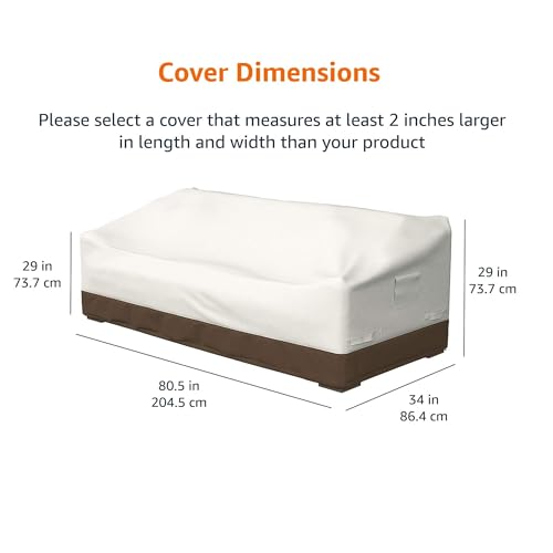 Amazon Basics 3-Seater Outdoor Patio Furniture Couch Sofa Cover, Waterproof, Anti-UV, Wind Resistant Furniture Protector, Beige/Tan view 2