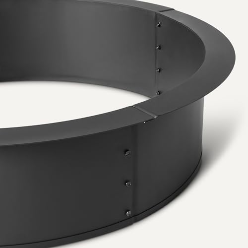 Amazon Basics 36" Fire Pit Ring, 4-Piece Portable Steel Fire Ring Kit with Liner, 41.5" Outer Ring, 10" Height, Black, for Outdoor Gatherings and Camping view 3
