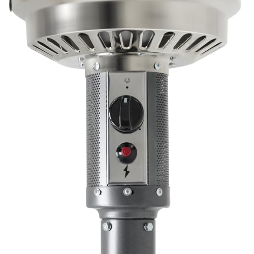 Amazon Basics 46,000 BTU Outdoor Propane Patio Heater with Wheels, Commercial & Residential, Slate Gray, with Water Tank, 32.1 x 32.1 x 91.3 inches (LxWxH)