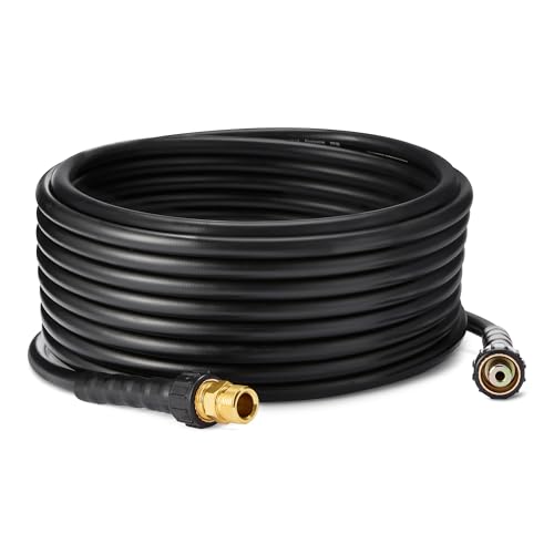 Amazon Basics 50ft Pressure Washer Hose, 3200 PSI Rating, Flexible, 3-Layer Design, Heavy-Duty Cleaning, Durable, Black, 1-Pack
