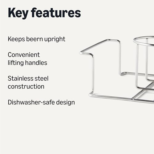 Amazon Basics Beer Can Chicken Holder for Smoking and Grilling, Food Grade Stainless Steel with Handle, Silver, 1-Pack view 2