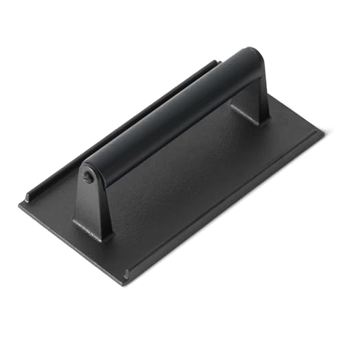 Amazon Basics Cast Iron Burger Press with Wooden Handle, Rectangle, 8.11 x 4.2 x 2.7 inch, Black, 1-Pack
